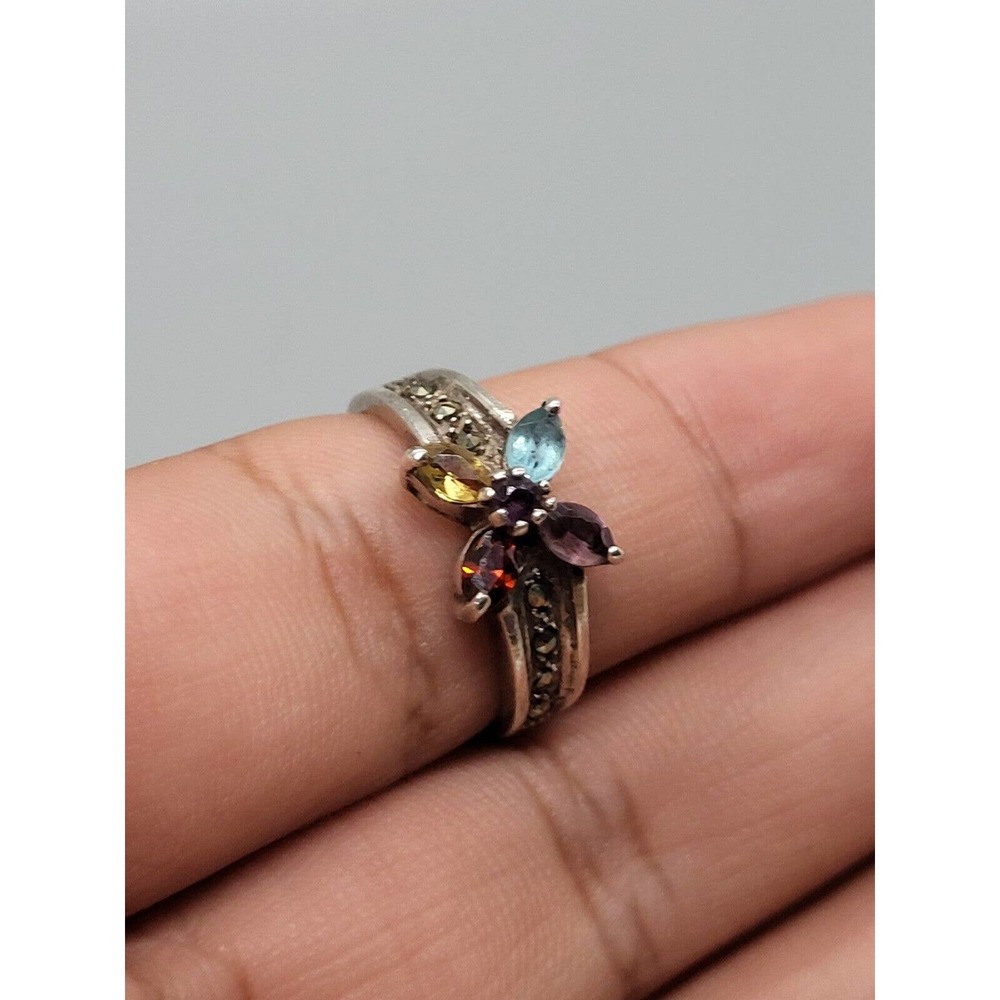 925 Sterling Silver Multi-gemstone Ring Size 6.5